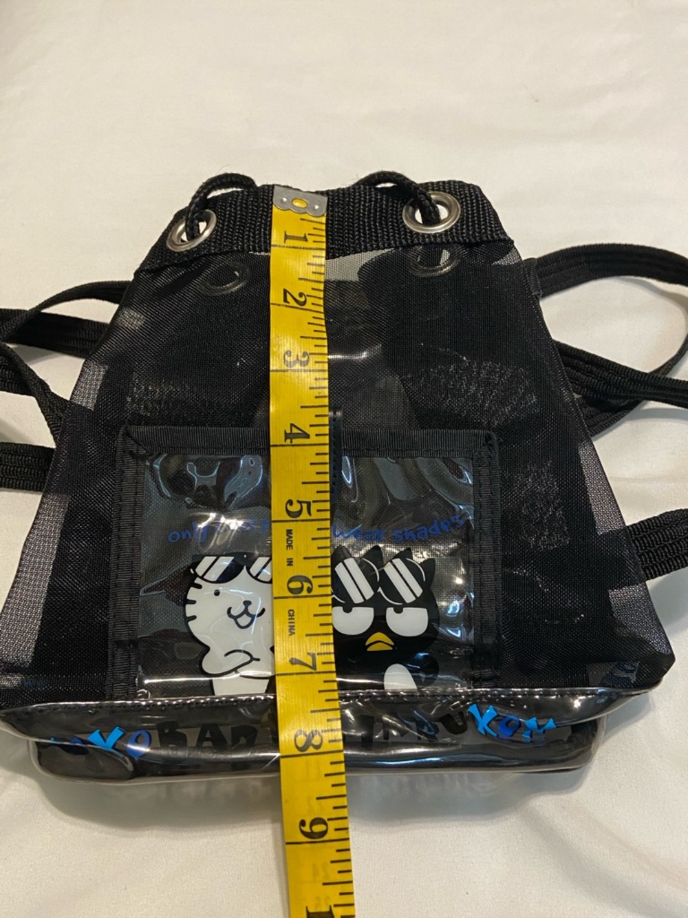 Vintage 1998 Sanrio Bad Badtz Maru Black Clear Mesh Mini Backpack - Picture 7 of 8